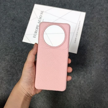 Materiale din Piele Handmade de Lux Caz de Telefon Xiaomi Mi 12s Ultra Caz Ins Stil Hard Cover Roz