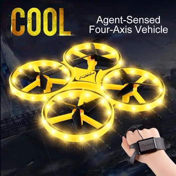 Mini Quadcopter Inducție Drone Ceas Inteligent Teledetecție Gest Rc Avioane OZN Somato Noctilucent Interacțiune Jucarii Rc