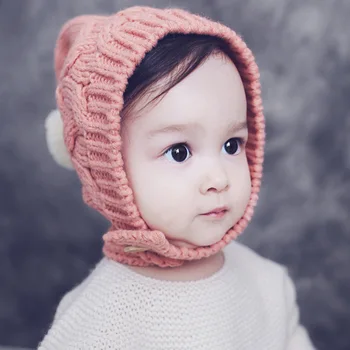 Moda Drăguț pentru Copii Copil Pălărie Tricotate Capac de Cald Iarna pentru Copii Copilul Palarii Fete Baieti Moale de Lână Minge cozorocul шапка детская