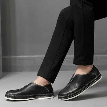 negru cuero sapatos de cauzalitate plat zapatos masculino piele Barbati cizme de pentru 2020 de agrement nou casual fierbinte sapato para om de moda