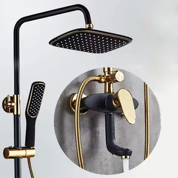 Negru și auriu set de Duș occident stil mixer robinet din alamă robinet baie retro imitație baie, duș