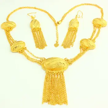 NOI Etiopian Nunta Nupțial Bijuterii Set Aur de 24K Culoare Colier/Cercei Bijuterii Africane/Nigeria/arabă Mireasa Bijuterii de Nunta