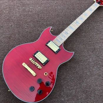 Nou Stil de Arțar grif de chitara electrica.culoarea roșie tigru flacără de sus guitarra.hardware-ul de aur.suport de personalizare