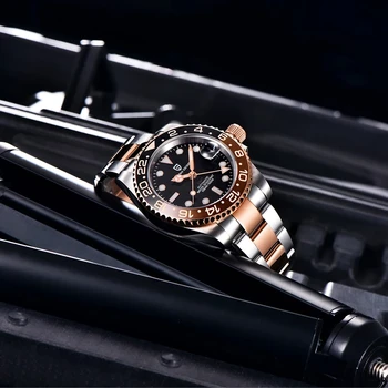 PAGANI DESIGN de Brand de Top GMT Bărbați Mechanical Ceas Sport din Oțel Inoxidabil rezistent la apa Ceasuri Automate Cronometru Reloj Hombre PD-1662