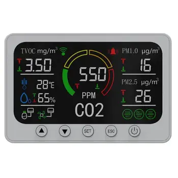 Senzor de CO2, Calitatea Aerului Interior Monitor Cu Ecran LCD Mare de CO2 Dioxid de Carbon Detector de Pm2.5 Temperatura Pm1.0 Umiditate Pm10