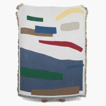 Simplu Abstract Culoarea De Bloc De Linie Pătură Individuale De Agrement Stil De Pat Răspândit Acoperi Acasă Decorative Canapea Ac Pătură Aruncă