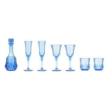 Sofisticat Pahar De Vin Păpuși Model De Casă De Păpuși Vin Vas De Șapte-Bucata Set Albastru
