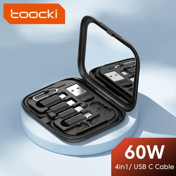 Toocki 4in1 USB C Cablu 60W Tip C, Rapid de Încărcare de Date Cablu Micro Cablu pentru iPhone Xiaomi Samsung Huawei Cu Suport Cutie de Depozitare