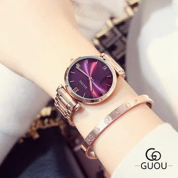Violet colorate de quartz cadran mare Stil European și American de femei de moda ceas rose gold din otel curea de ceas de sex feminin reloj mujer