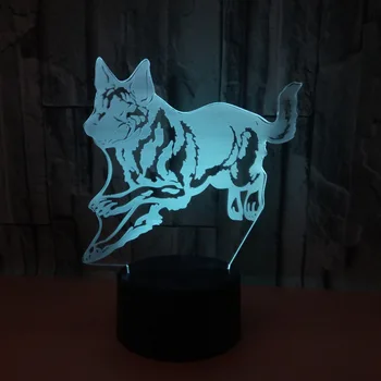 Wolf 3d Veioza 7 Colorat Touch de la Distanță Viziune Lampa de Noutate Usb Led Lumina de Noapte Powerbank Copii, Cameră de Lumina Lampa 3d