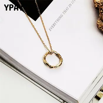 YPAY 100% Autentic Argint 925 Coliere pentru Femei Neregulate Circle Pandantiv Colier Bijuterii Fine Cadouri de Craciun YMN185